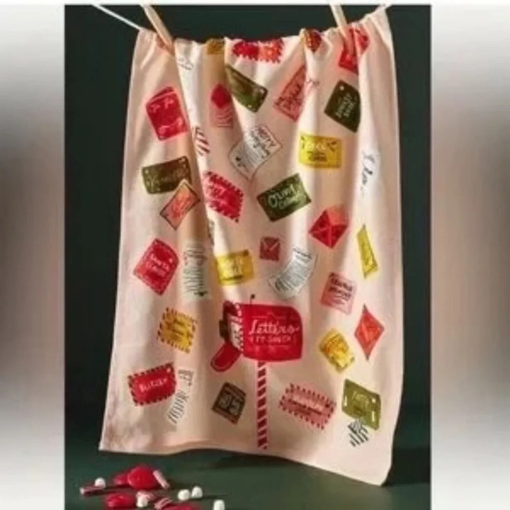 ANTHROPOLOGIE Letters To Santa Kitchen Towel